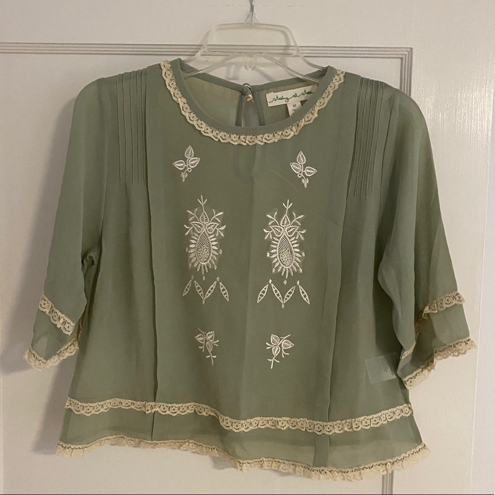 Cute green top with lace details